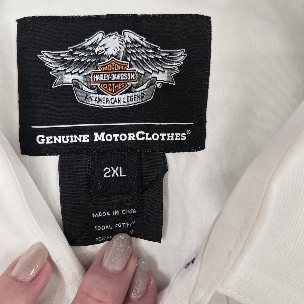 Mens Harley-Davidson White Short-Sleeve Button With Patches Size 2xl - Picture 5 of 6